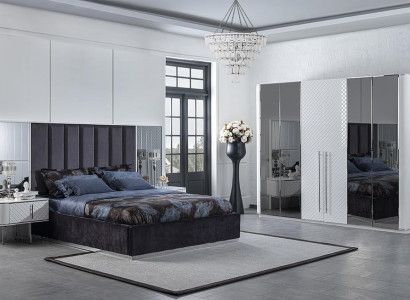 Bedroom Complete Luxury Modern Bed 2x Nightstands Luxury Wardrobe